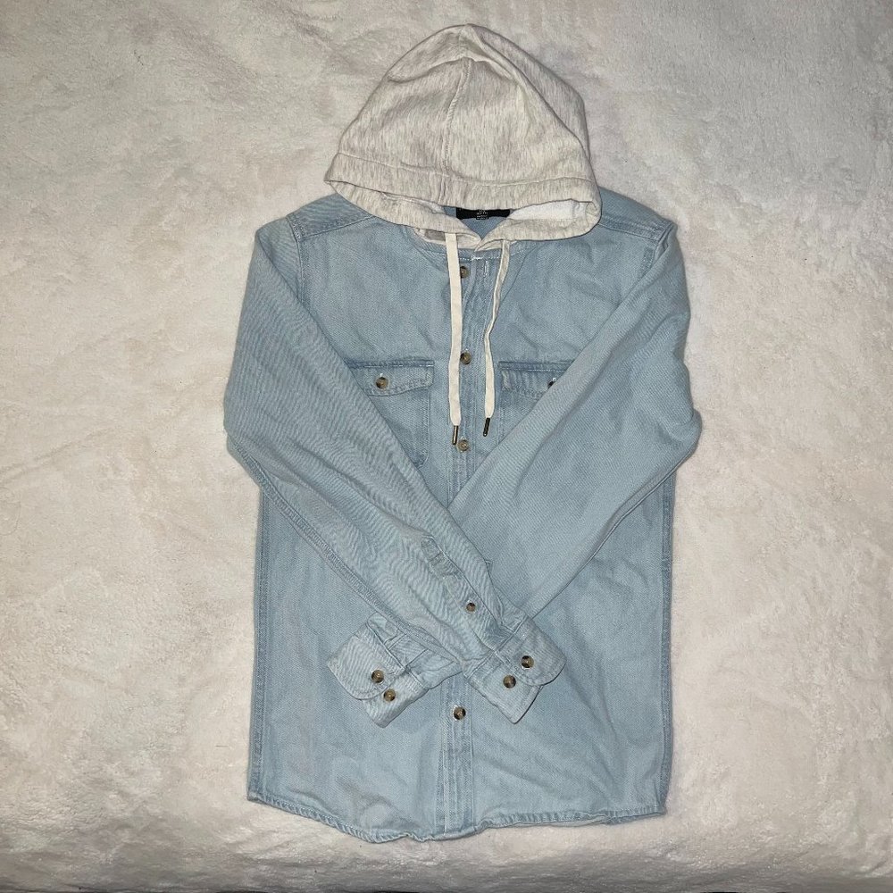 No Boundaries Denim Hooded Overshirt